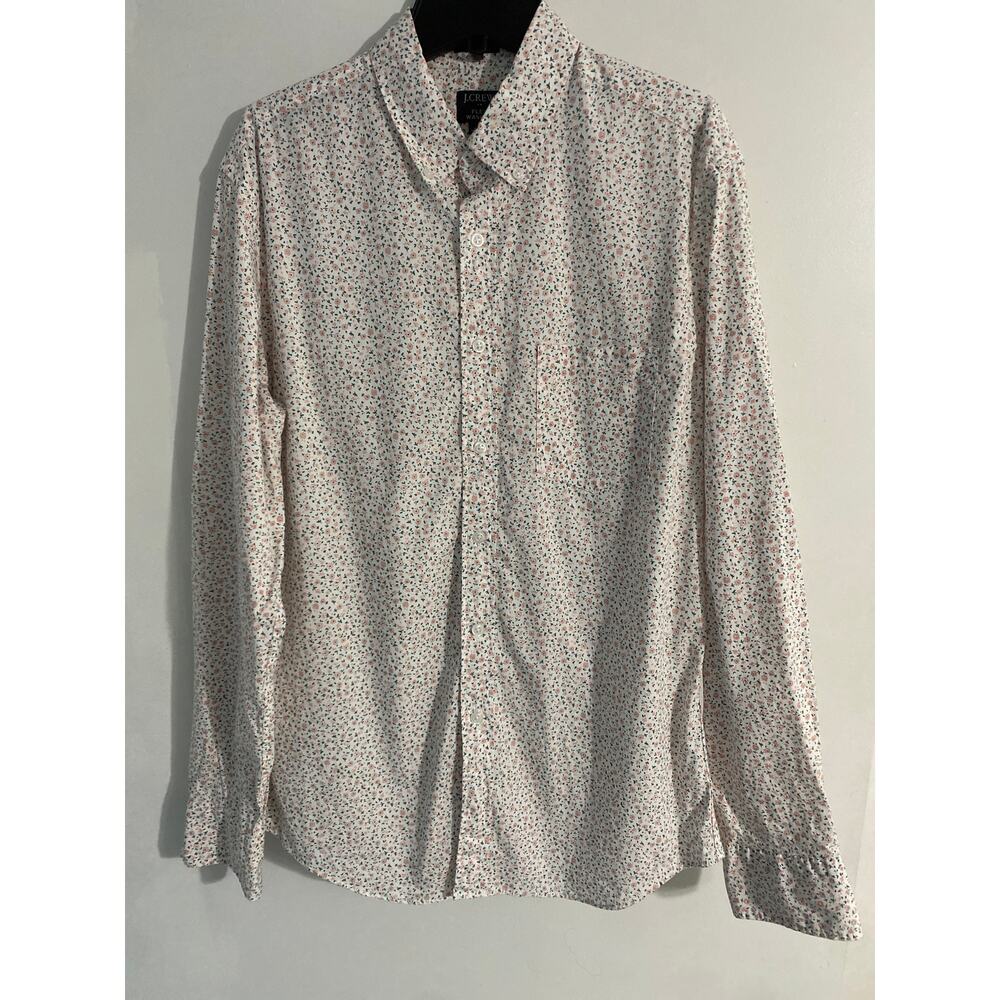 J. Crew Factory White and Red Casual Button Down Shirt